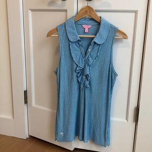 Lilly Pulitzer Striped Ruffle Top Size Medium